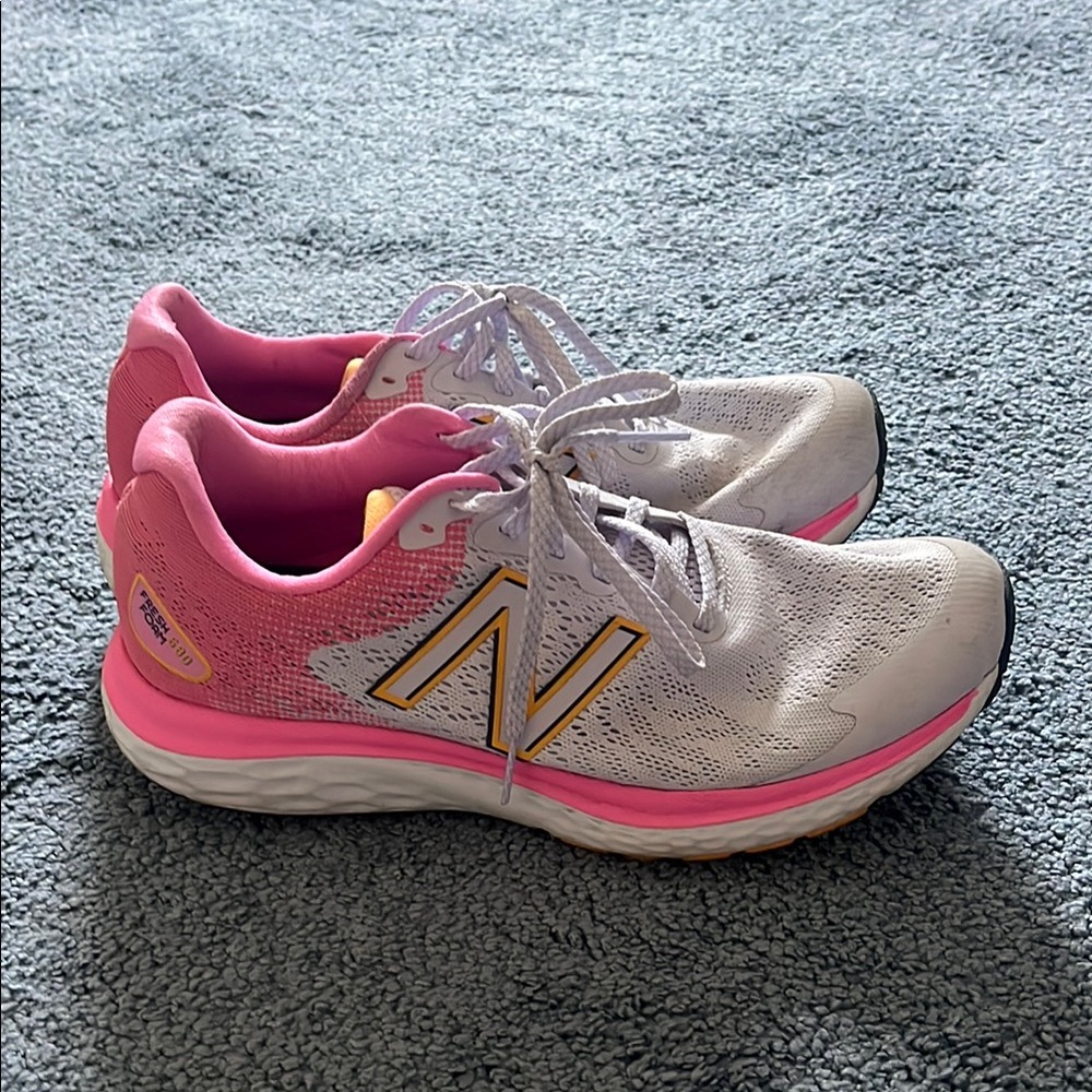 New Balance Women's Pink and White Running Shoes